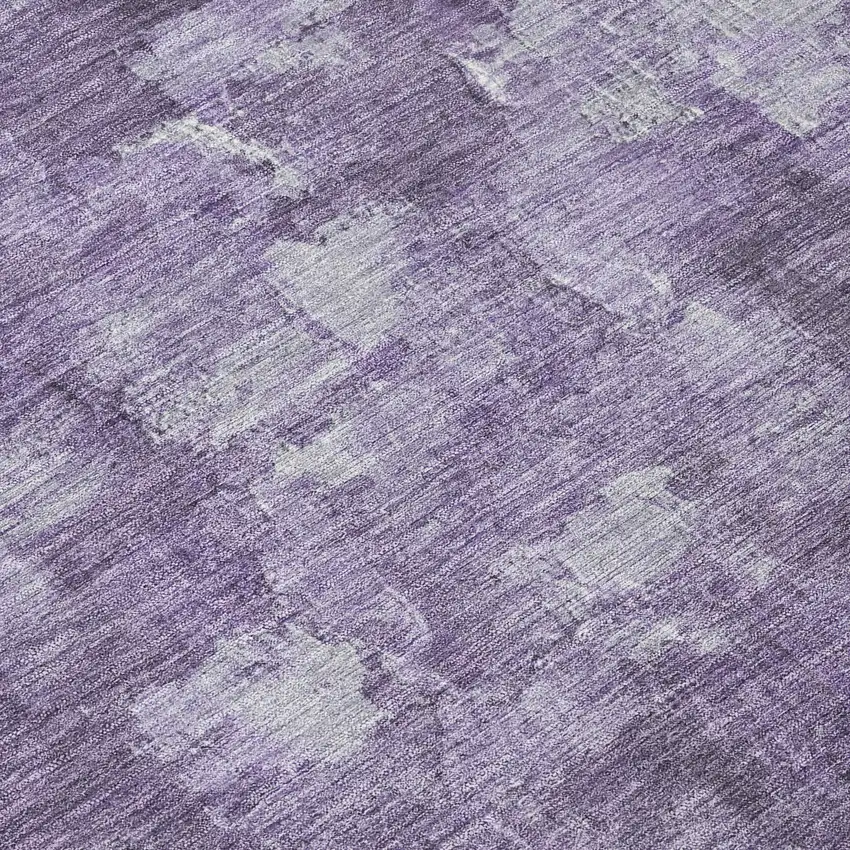 8' Purple And Silver Round Abstract Washable Indoor Outdoor Area Rug Photo 7