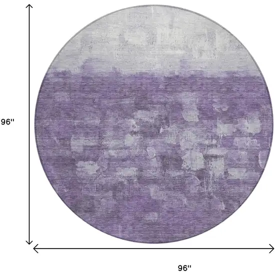 8' Purple And Silver Round Abstract Washable Indoor Outdoor Area Rug Photo 3