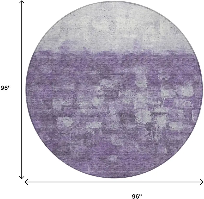 8' Purple And Silver Round Abstract Washable Indoor Outdoor Area Rug Photo 3