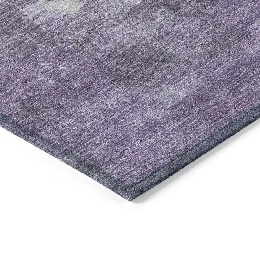 8' Purple And Silver Round Abstract Washable Indoor Outdoor Area Rug Photo 9