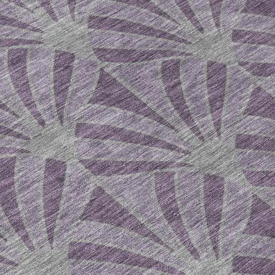 8' Purple And Silver Round Seashell Washable Indoor Outdoor Area Rug Photo 9