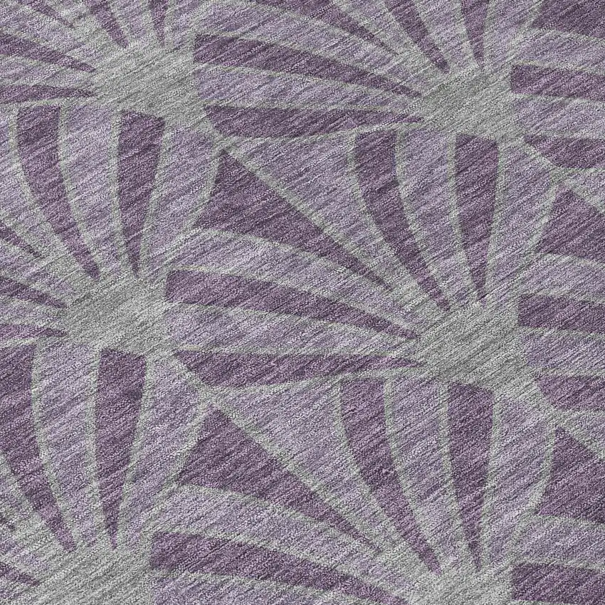 8' Purple And Silver Round Seashell Washable Indoor Outdoor Area Rug Photo 9