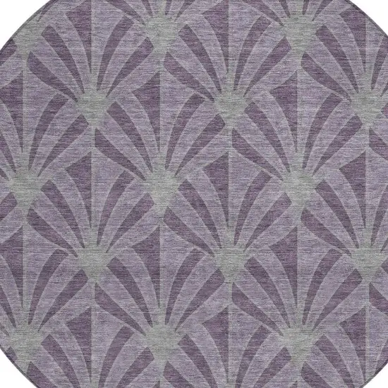8' Purple And Silver Round Seashell Washable Indoor Outdoor Area Rug Photo 2
