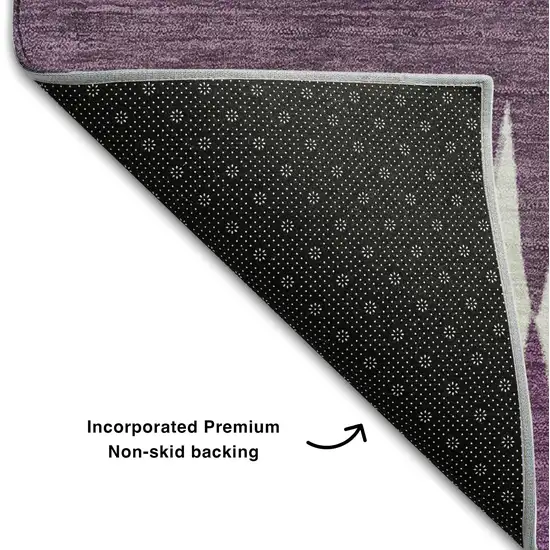 8' Purple And Silver Striped Washable Round Rug With UV Protection Photo 5