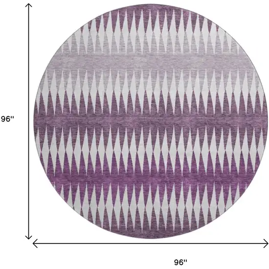 8' Purple And Silver Striped Washable Round Rug With UV Protection Photo 9
