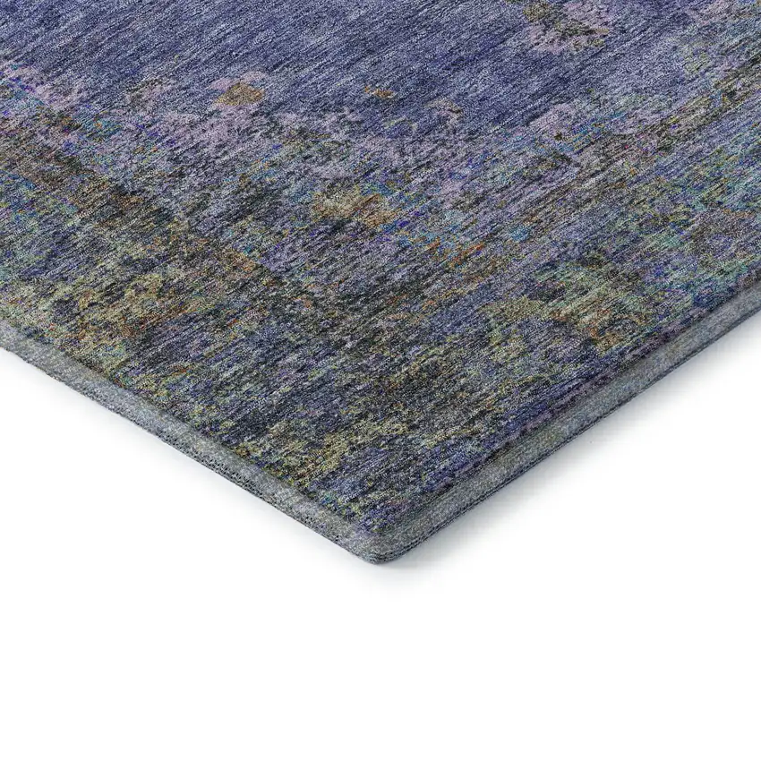 8' Purple And Teal Medallion Washable Round Rug With UV Protection Photo 6