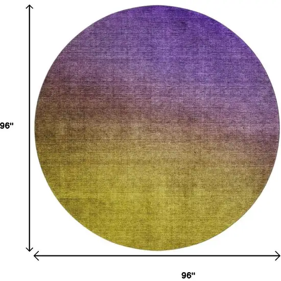 8' Purple Blue And Gold Ombre Washable Round Rug With UV Protection Photo 3