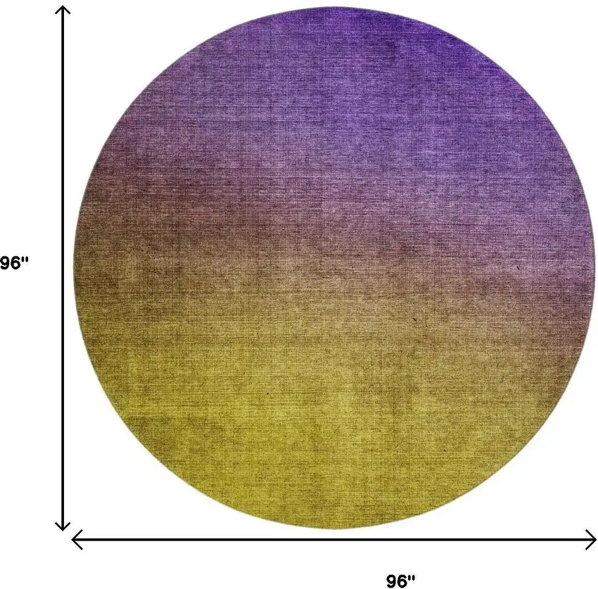 8' Purple Blue And Gold Ombre Washable Round Rug With UV Protection Photo 3