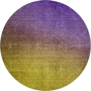 Photo of 8' Purple Blue And Gold Ombre Washable Round Rug With UV Protection