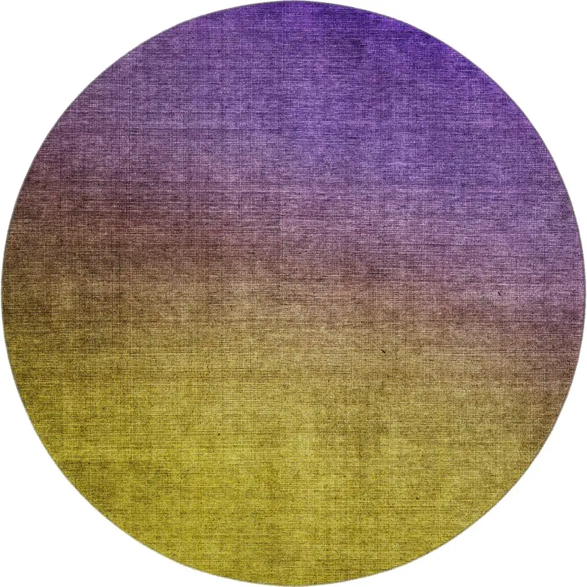 8' Purple Blue And Gold Ombre Washable Round Rug With UV Protection Photo 1