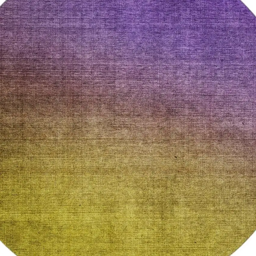 8' Purple Blue And Gold Ombre Washable Round Rug With UV Protection Photo 3