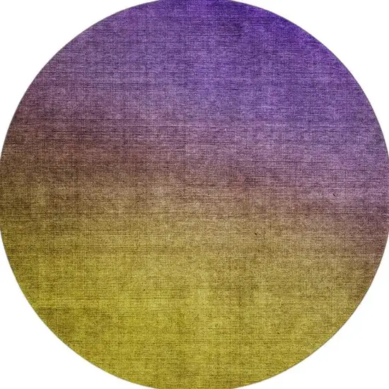 8' Purple Blue And Gold Ombre Washable Round Rug With UV Protection Photo 4
