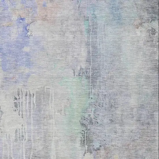 8' Purple Blue And Gray Abstract Washable Area Rug With UV Protection Photo 2