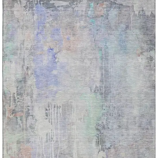 8' Purple Blue And Gray Abstract Washable Area Rug With UV Protection Photo 3
