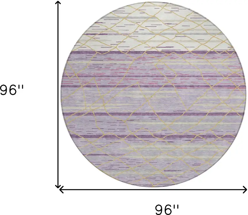 8' Purple Brown And Beige Round Striped Washable Indoor Outdoor Area Rug Photo 3