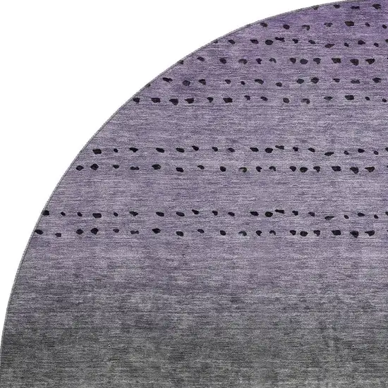 8' Purple Charcoal And Gray Abstract Washable Round Rug With UV Protection Photo 4