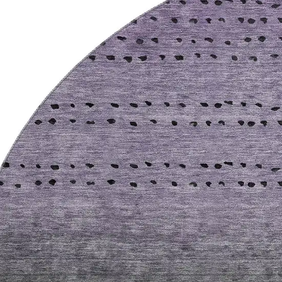 8' Purple Charcoal And Gray Abstract Washable Round Rug With UV Protection Photo 3