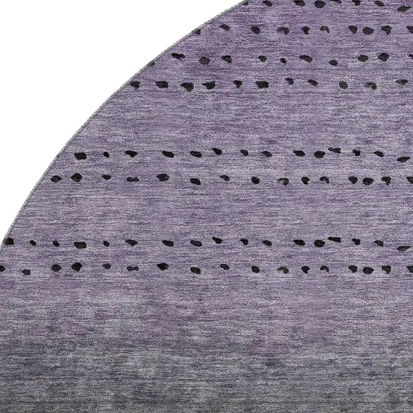 8' Purple Charcoal And Gray Abstract Washable Round Rug With UV Protection Photo 3