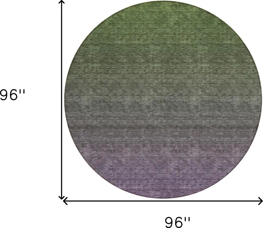 8' Purple Charcoal And Green Round Ombre Washable Indoor Outdoor Area Rug Photo 3