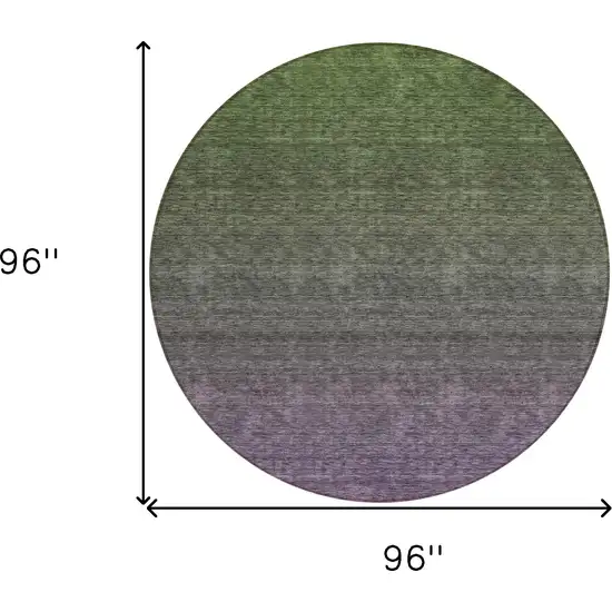 8' Purple Charcoal And Green Round Ombre Washable Indoor Outdoor Area Rug Photo 3