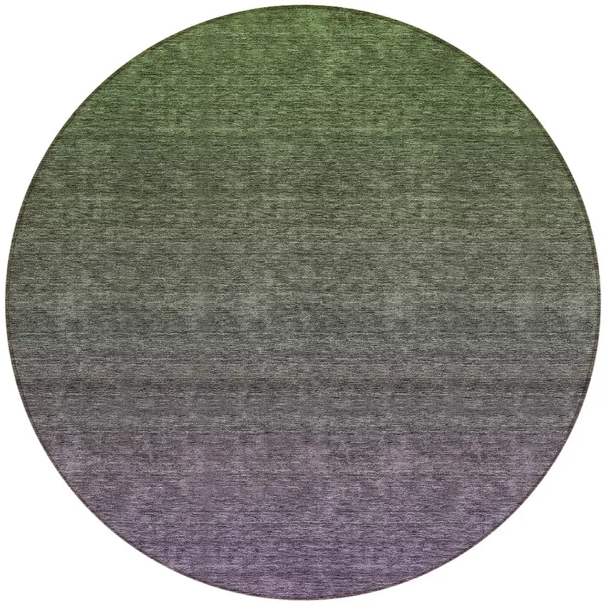8' Purple Charcoal And Green Round Ombre Washable Indoor Outdoor Area Rug Photo 5