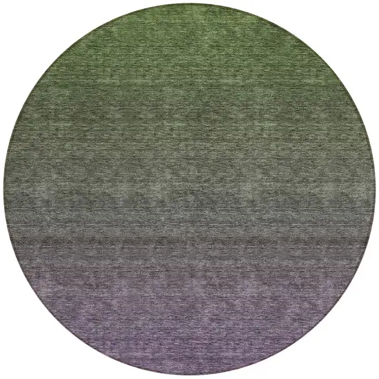 8' Purple Charcoal And Green Round Ombre Washable Indoor Outdoor Area Rug Photo 5