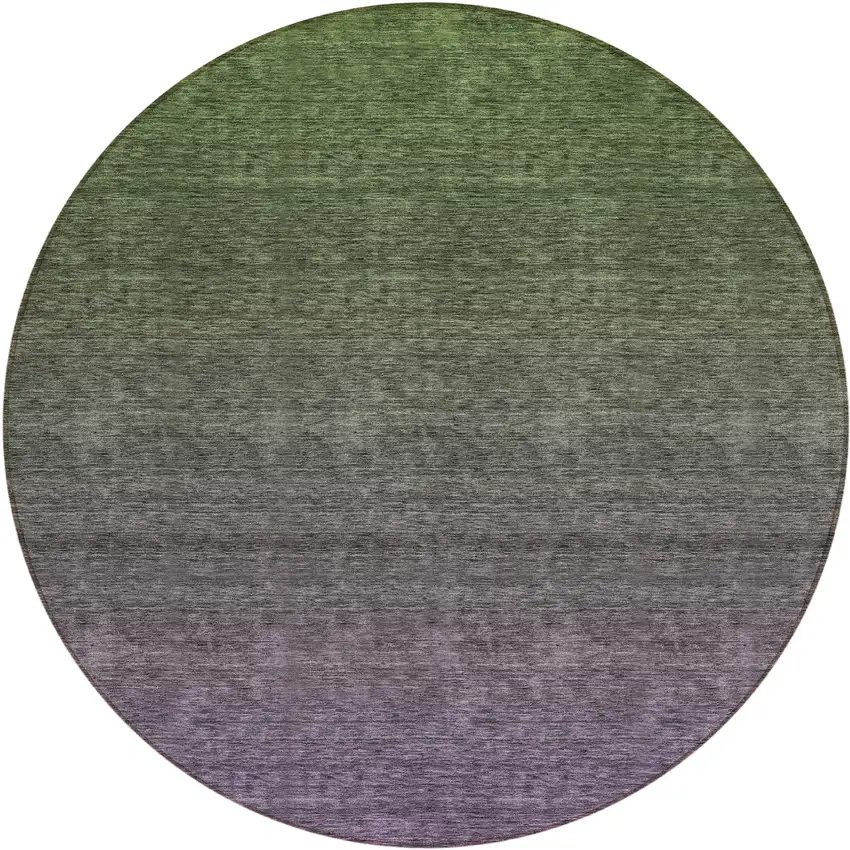8' Purple Charcoal And Green Round Ombre Washable Indoor Outdoor Area Rug Photo 2