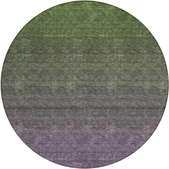 8' Purple Charcoal And Green Round Ombre Washable Indoor Outdoor Area Rug Photo 2