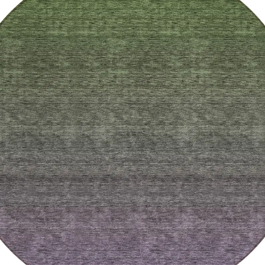 8' Purple Charcoal And Green Round Ombre Washable Indoor Outdoor Area Rug Photo 4