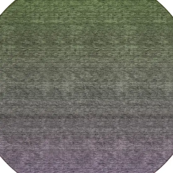 8' Purple Charcoal And Green Round Ombre Washable Indoor Outdoor Area Rug Photo 4