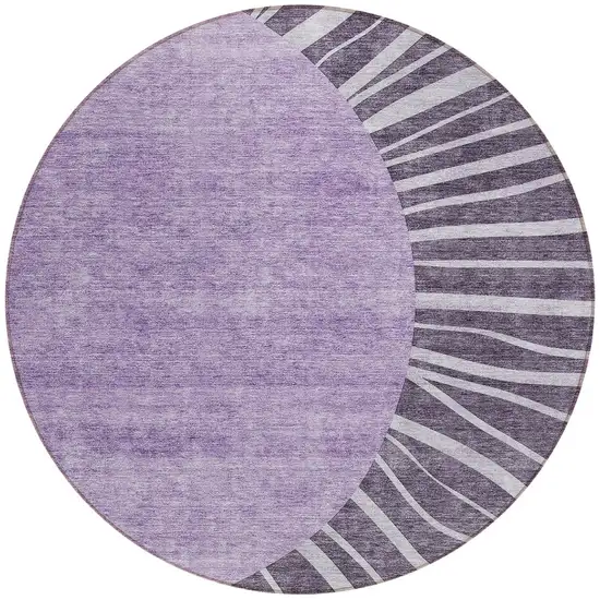 8' Purple Eggplant And Lavender Round Abstract Washable Indoor Outdoor Area Rug Photo 6