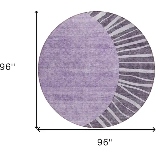 8' Purple Eggplant And Lavender Round Abstract Washable Indoor Outdoor Area Rug Photo 3
