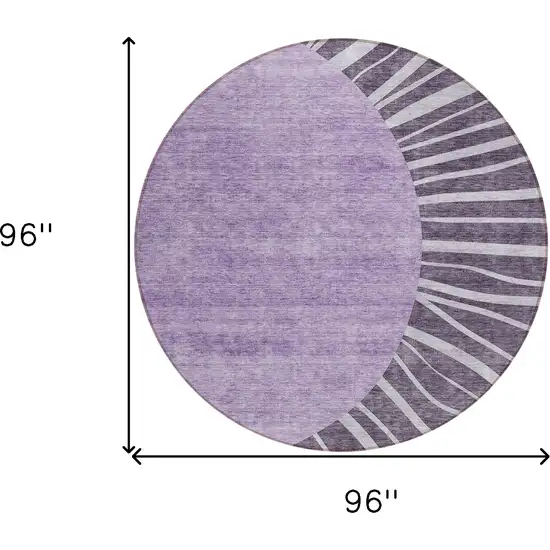 8' Purple Eggplant And Lavender Round Abstract Washable Indoor Outdoor Area Rug Photo 3