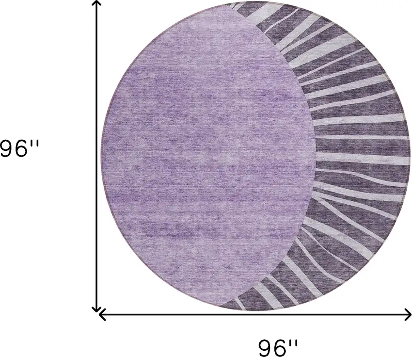 8' Purple Eggplant And Lavender Round Abstract Washable Indoor Outdoor Area Rug Photo 3