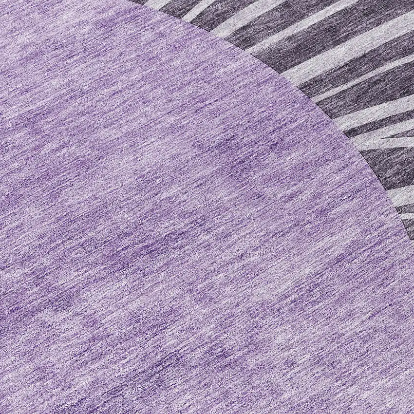 8' Purple Eggplant And Lavender Round Abstract Washable Indoor Outdoor Area Rug Photo 9