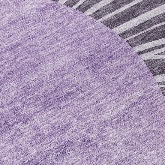 8' Purple Eggplant And Lavender Round Abstract Washable Indoor Outdoor Area Rug Photo 9