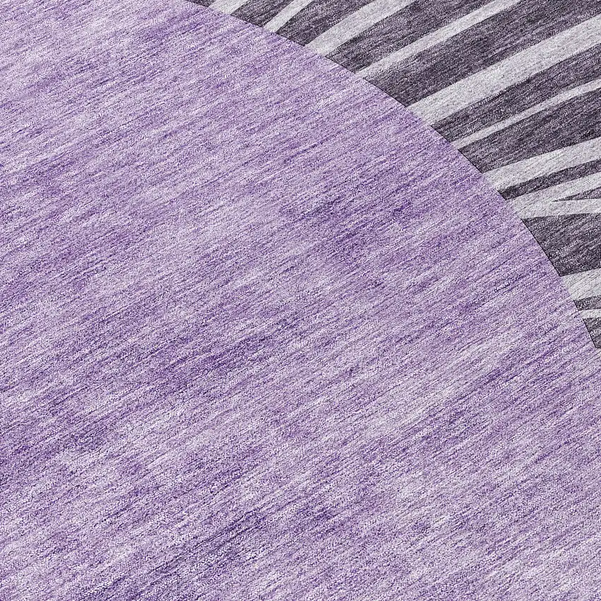 8' Purple Eggplant And Lavender Round Abstract Washable Indoor Outdoor Area Rug Photo 9