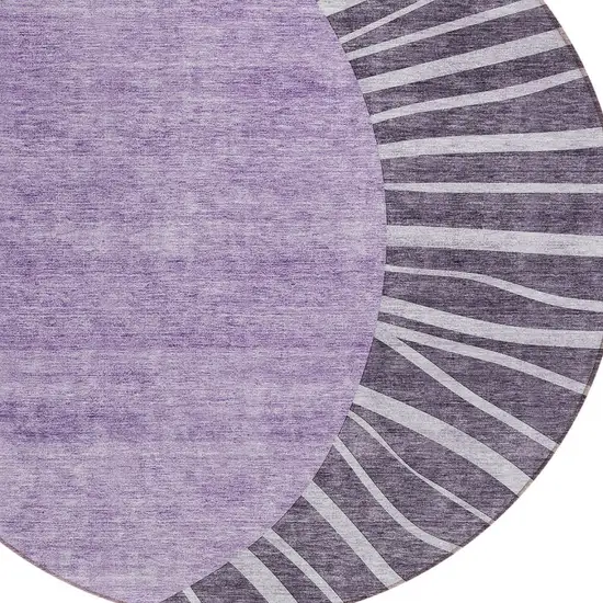 8' Purple Eggplant And Lavender Round Abstract Washable Indoor Outdoor Area Rug Photo 5