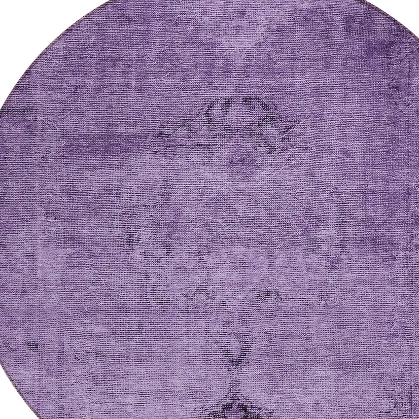 8' Purple Eggplant And Lavender Round Oriental Washable Indoor Outdoor Area Rug Photo 4