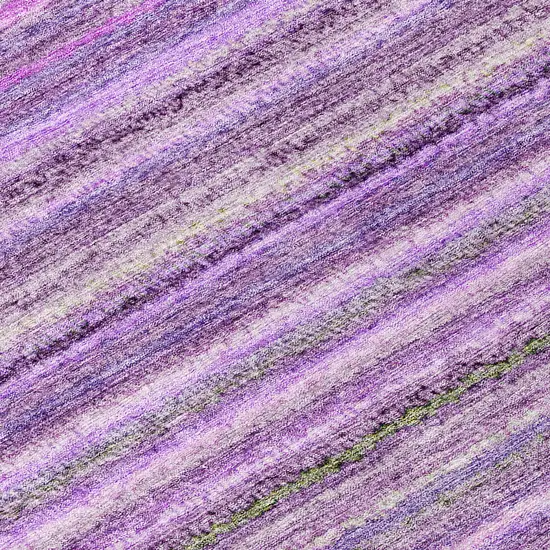 8' Purple Eggplant And Lilac Round Striped Washable Indoor Outdoor Area Rug Photo 4