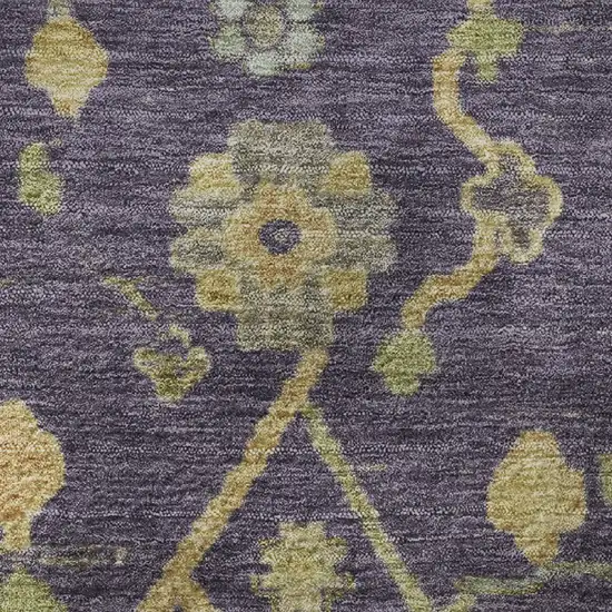 8' Purple Gold And Blue Floral Washable Round Rug With UV Protection Photo 9