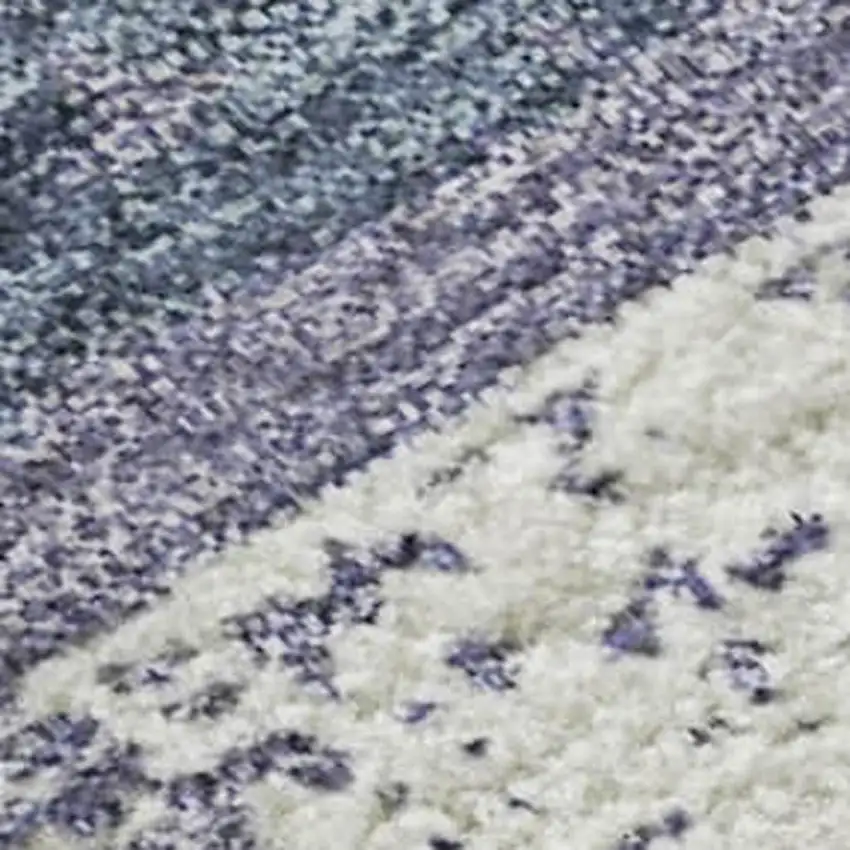 8' Purple Gold And Ivory Striped Washable Round Rug With UV Protection Photo 2