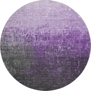 Photo of 8' Purple Gray And Charcoal Ombre Washable Round Rug With UV Protection