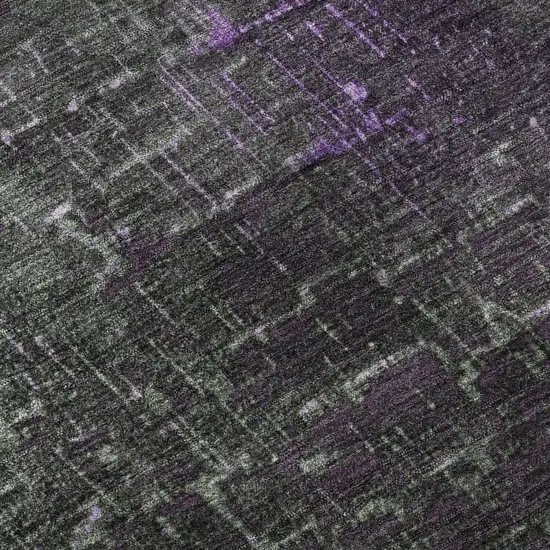 8' Purple Gray And Charcoal Ombre Washable Round Rug With UV Protection Photo 7