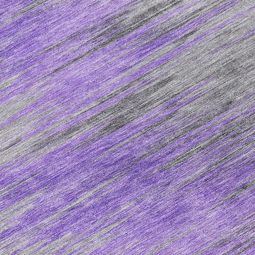 8' Purple Gray And Charcoal Round Abstract Washable Indoor Outdoor Area Rug Photo 8