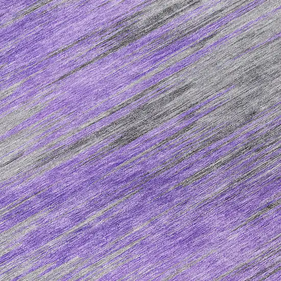 8' Purple Gray And Charcoal Round Abstract Washable Indoor Outdoor Area Rug Photo 8