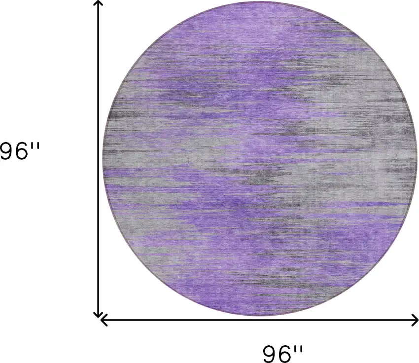 8' Purple Gray And Charcoal Round Abstract Washable Indoor Outdoor Area Rug Photo 3