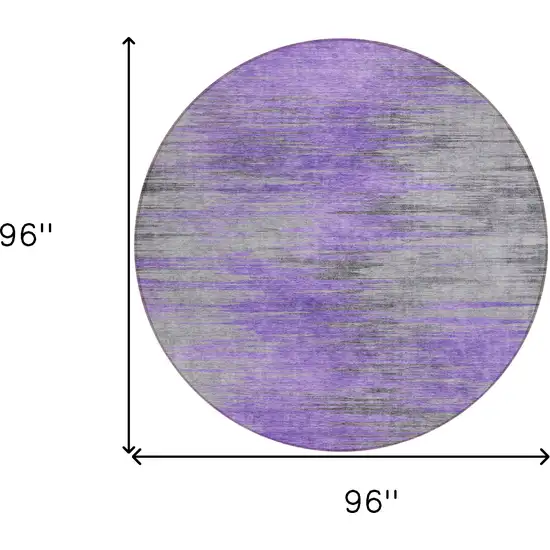 8' Purple Gray And Charcoal Round Abstract Washable Indoor Outdoor Area Rug Photo 3