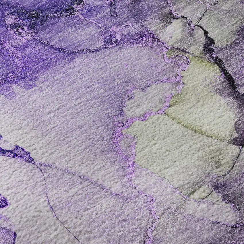 8' Purple Gray And Ivory Abstract Washable Round Rug With UV Protection Photo 9