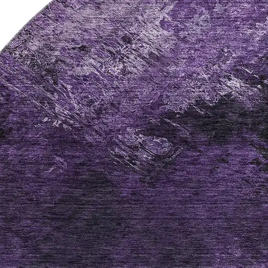 8' Purple Gray And Ivory Abstract Washable Round Rug With UV Protection Photo 3